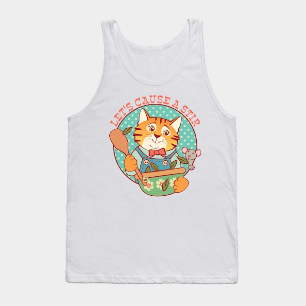 Let's Cause a Stir Cat and Mouse Tank Top by Sue Cervenka